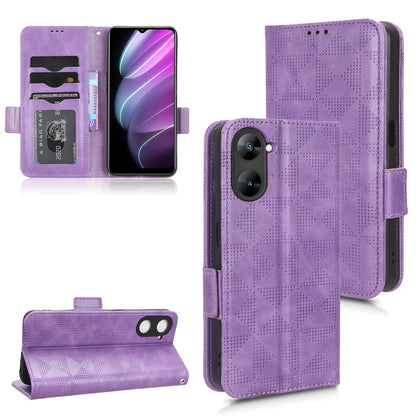 For Realme V30t / V30 5G Shockproof PU Leather Phone Case Imprinted Triangle Stand Wallet Cover