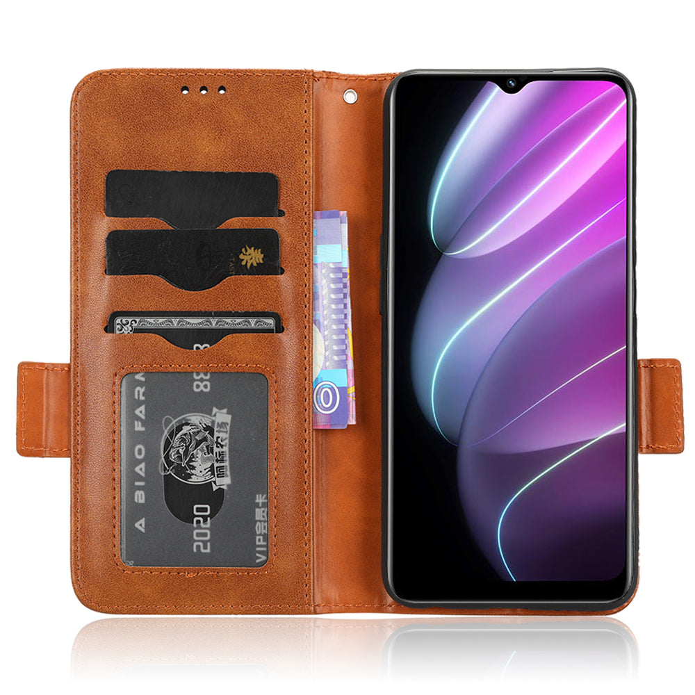 For Realme V30t / V30 5G Shockproof PU Leather Phone Case Imprinted Triangle Stand Wallet Cover