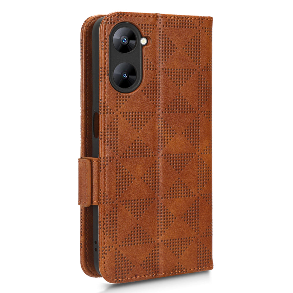 For Realme V30t / V30 5G Shockproof PU Leather Phone Case Imprinted Triangle Stand Wallet Cover