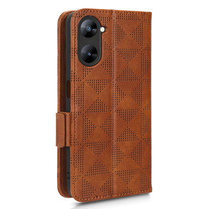 For Realme V30t / V30 5G Shockproof PU Leather Phone Case Imprinted Triangle Stand Wallet Cover