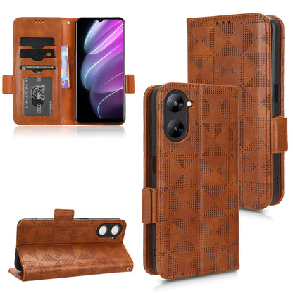 For Realme V30t / V30 5G Shockproof PU Leather Phone Case Imprinted Triangle Stand Wallet Cover