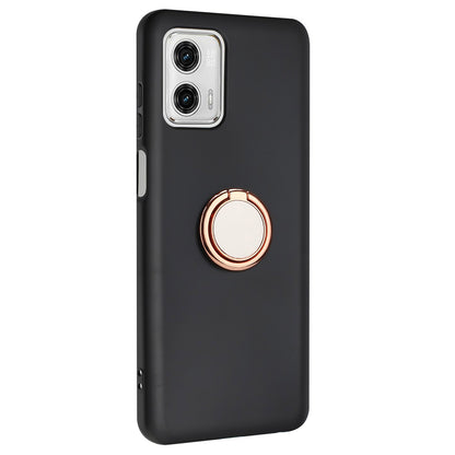 For Motorola Moto G73 5G Matte Texture TPU Phone Case Ring Kickstand Cover Support Car Magnet Mount