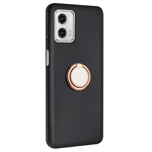 For Motorola Moto G73 5G Matte Texture TPU Phone Case Ring Kickstand Cover Support Car Magnet Mount