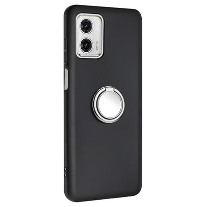 For Motorola Moto G73 5G Matte Texture TPU Phone Case Ring Kickstand Cover Support Car Magnet Mount