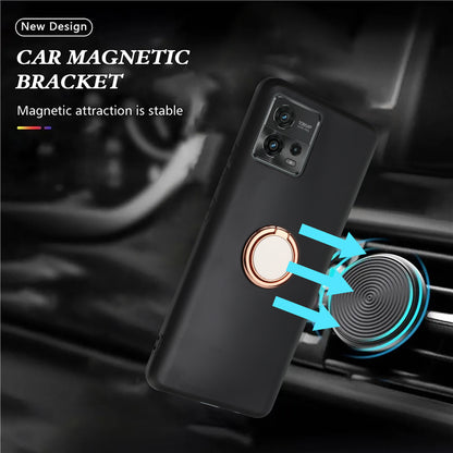 For Motorola Moto G72 4G Matte Texture TPU Phone Case Ring Kickstand Protective Cover Support Magnet Mount