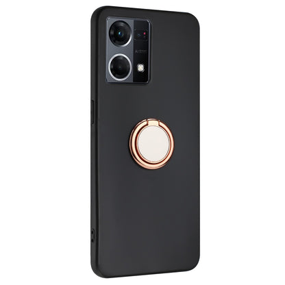 TPU Cover for Oppo Reno7 4G / Reno8 4G Phone Guard Matte Protector Case with Ring Kickstand