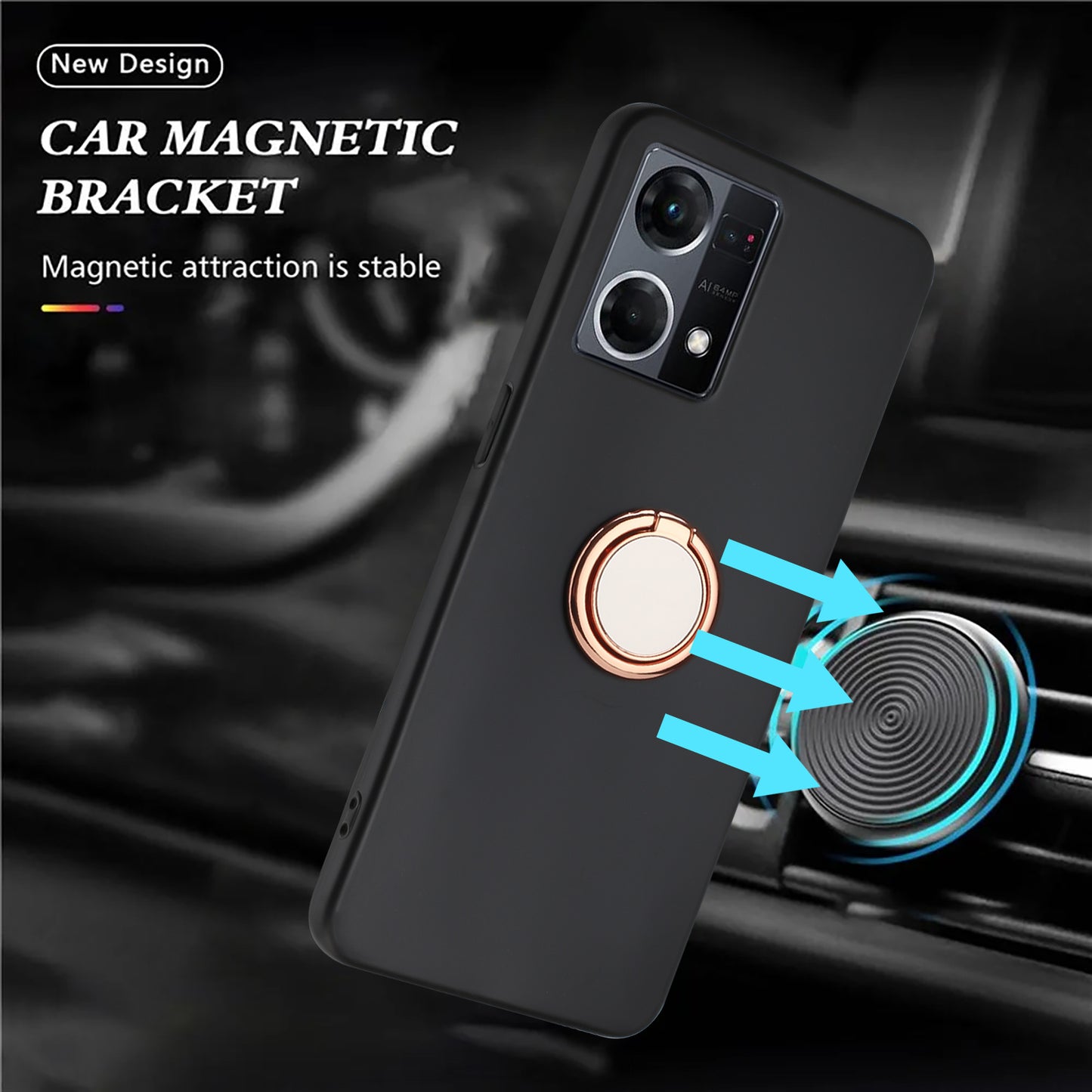 TPU Cover for Oppo Reno7 4G / Reno8 4G Phone Guard Matte Protector Case with Ring Kickstand