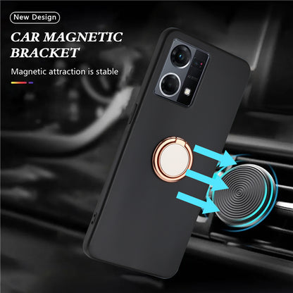 TPU Cover for Oppo Reno7 4G / Reno8 4G Phone Guard Matte Protector Case with Ring Kickstand