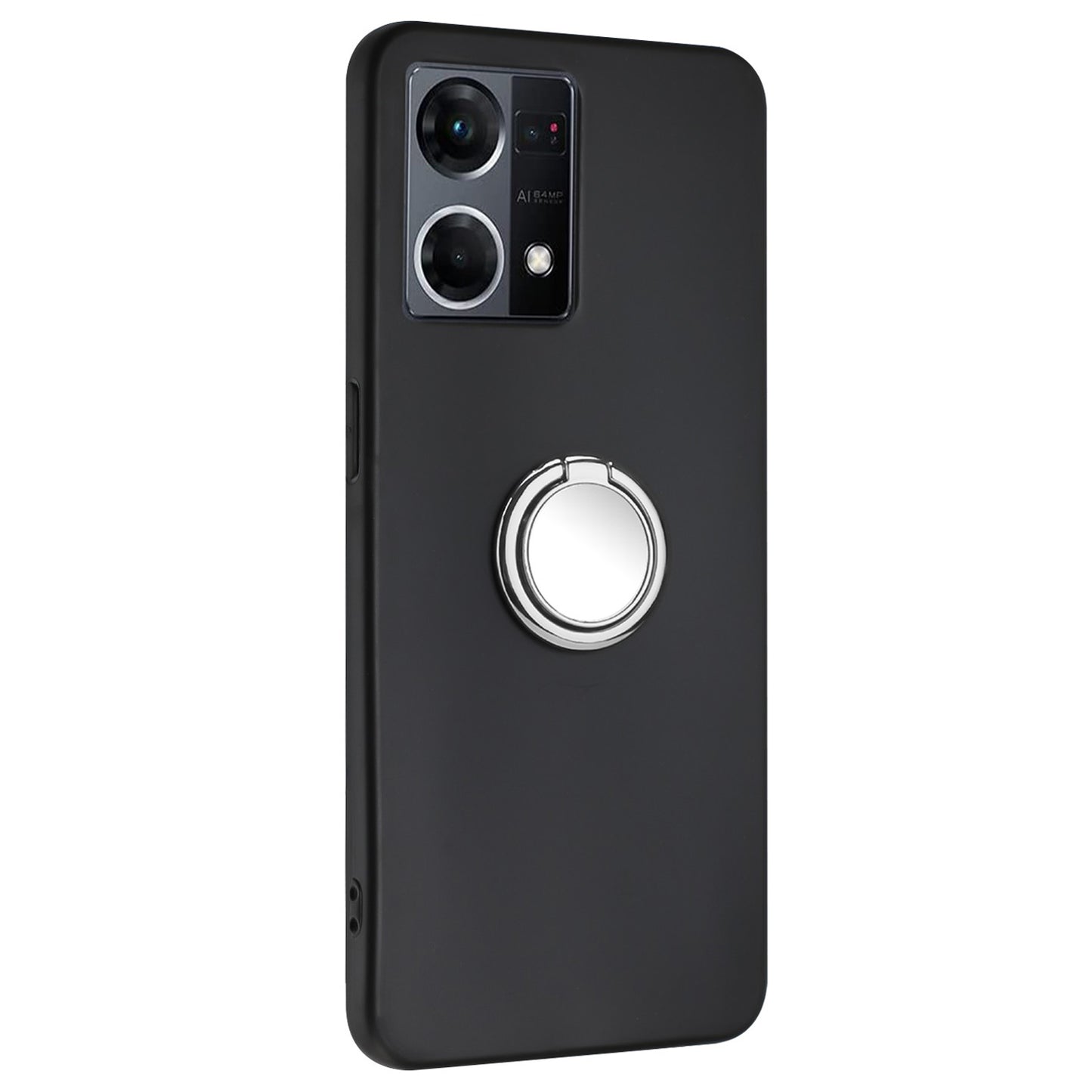 TPU Cover for Oppo Reno7 4G / Reno8 4G Phone Guard Matte Protector Case with Ring Kickstand