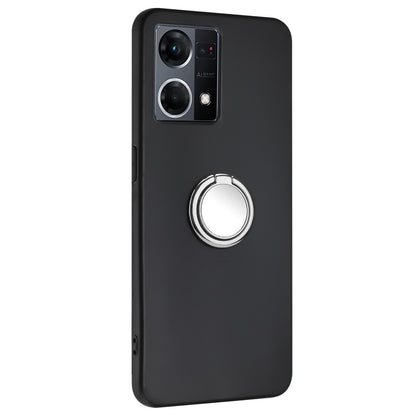 TPU Cover for Oppo Reno7 4G / Reno8 4G Phone Guard Matte Protector Case with Ring Kickstand