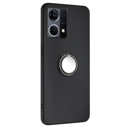 TPU Cover for Oppo Reno7 4G / Reno8 4G Phone Guard Matte Protector Case with Ring Kickstand