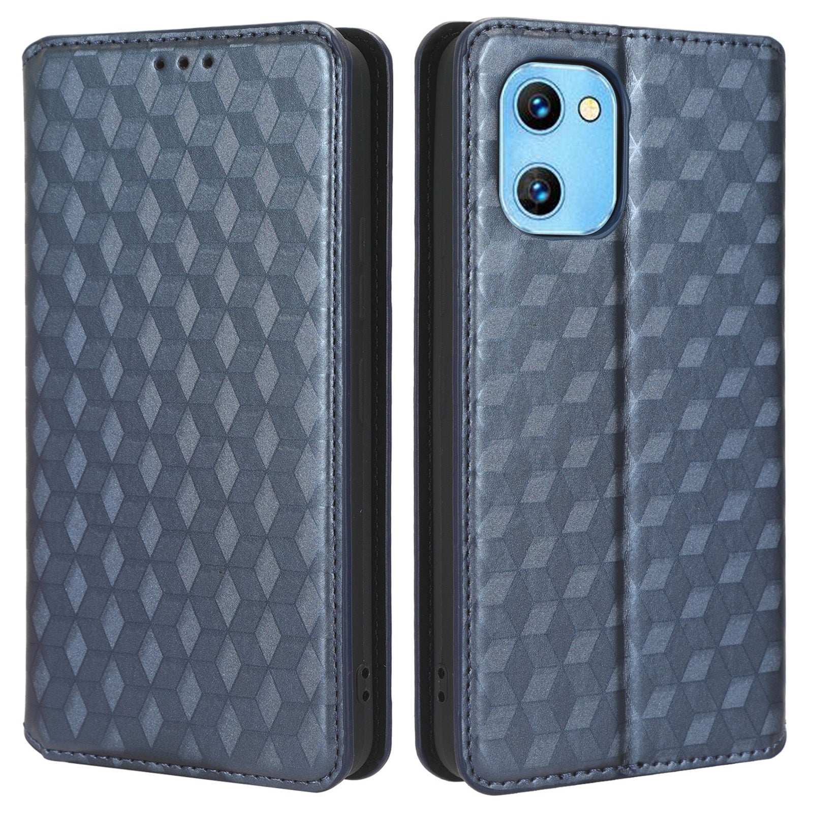 For Umidigi G1 / G1 Max Imprinted Rhombus Pattern PU Leather+TPU Cover Stand Phone Wallet Case