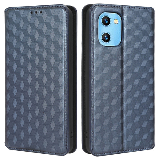 For Umidigi G1 / G1 Max Imprinted Rhombus Pattern PU Leather+TPU Cover Stand Phone Wallet Case
