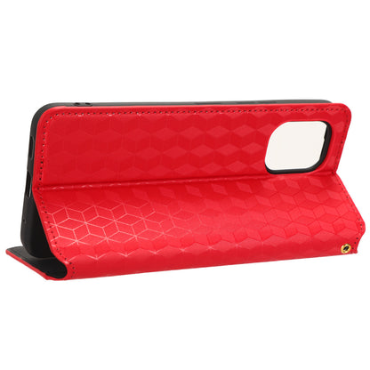 For Umidigi G1 / G1 Max Imprinted Rhombus Pattern PU Leather+TPU Cover Stand Phone Wallet Case