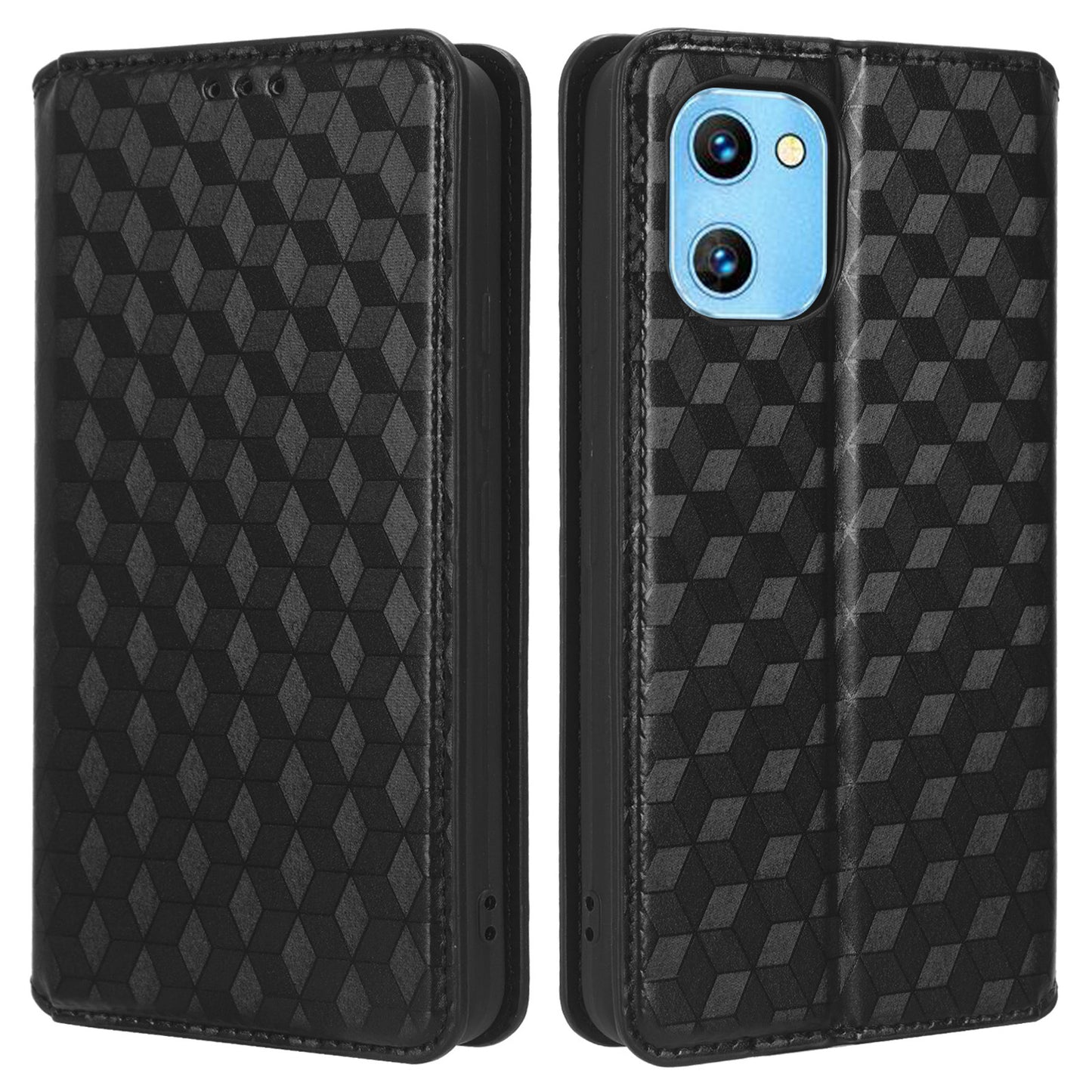 For Umidigi G1 / G1 Max Imprinted Rhombus Pattern PU Leather+TPU Cover Stand Phone Wallet Case