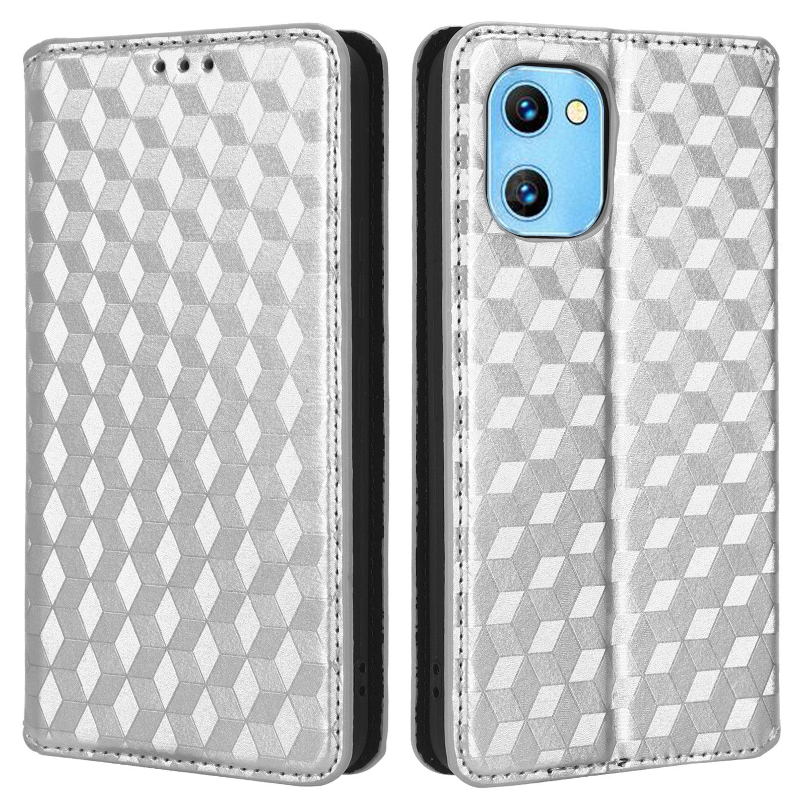 For Umidigi G1 / G1 Max Imprinted Rhombus Pattern PU Leather+TPU Cover Stand Phone Wallet Case