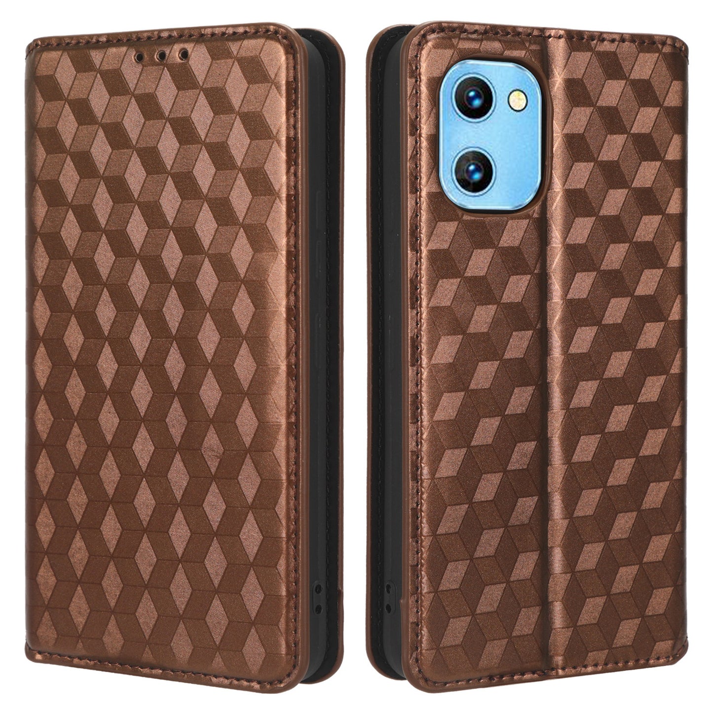 For Umidigi G1 / G1 Max Imprinted Rhombus Pattern PU Leather+TPU Cover Stand Phone Wallet Case