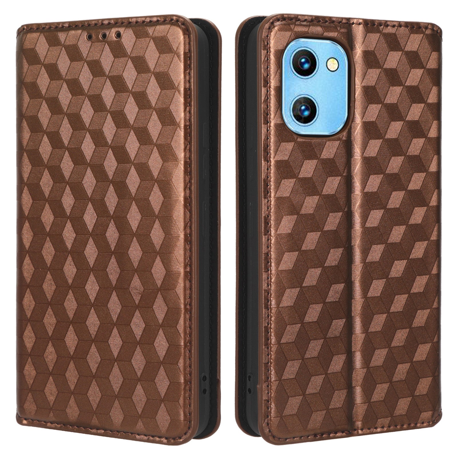 For Umidigi G1 / G1 Max Imprinted Rhombus Pattern PU Leather+TPU Cover Stand Phone Wallet Case
