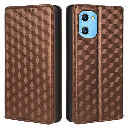 For Umidigi G1 / G1 Max Imprinted Rhombus Pattern PU Leather+TPU Cover Stand Phone Wallet Case
