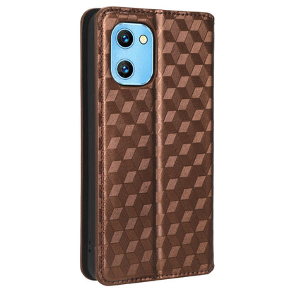 For Umidigi G1 / G1 Max Imprinted Rhombus Pattern PU Leather+TPU Cover Stand Phone Wallet Case