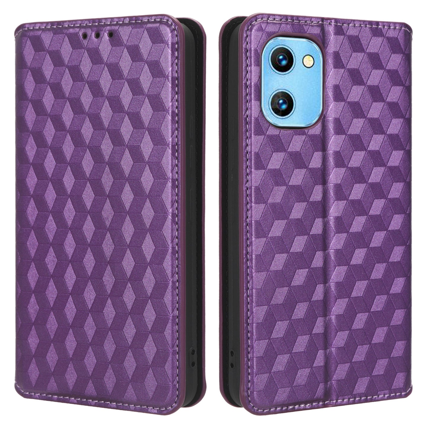 For Umidigi G1 / G1 Max Imprinted Rhombus Pattern PU Leather+TPU Cover Stand Phone Wallet Case