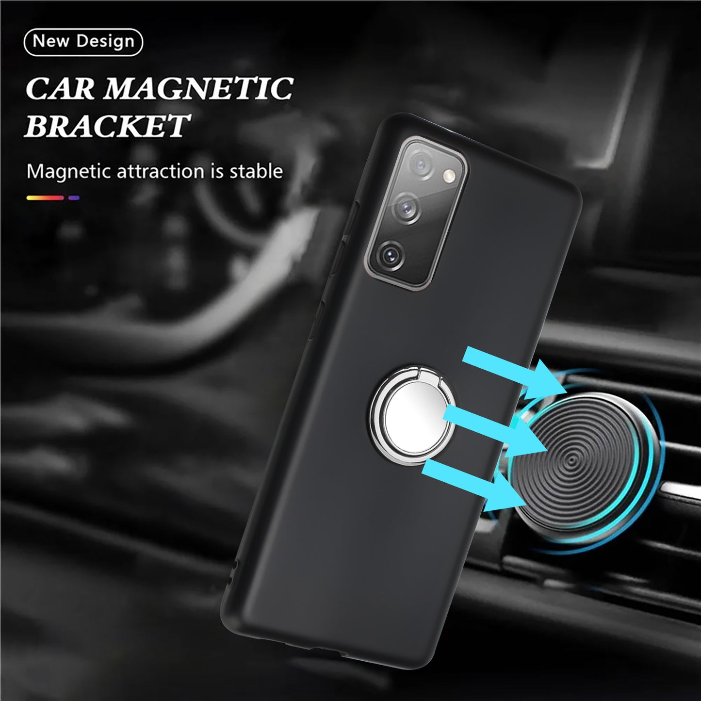 For Samsung Galaxy S20 FE / S20 FE 5G / S20 FE 2022 / S20 Lite Matte TPU Phone Cover with Ring Kickstand