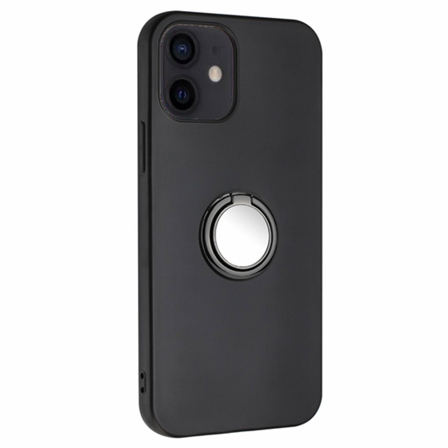 TPU Cover for iPhone 12 mini 5.4 inch Ring Kickstand Matte Phone Case Support Car Magnet Mount