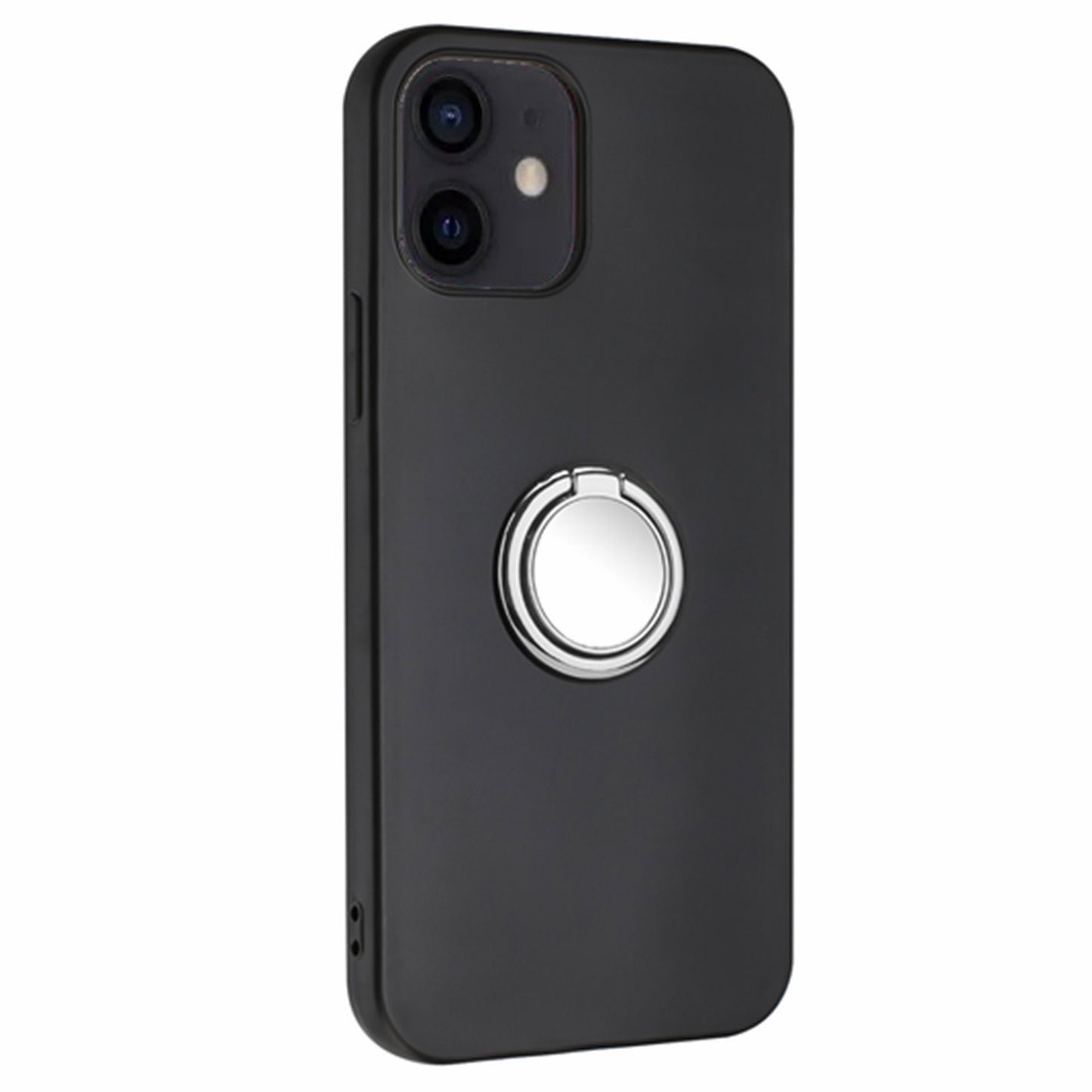 TPU Cover for iPhone 12 mini 5.4 inch Ring Kickstand Matte Phone Case Support Car Magnet Mount