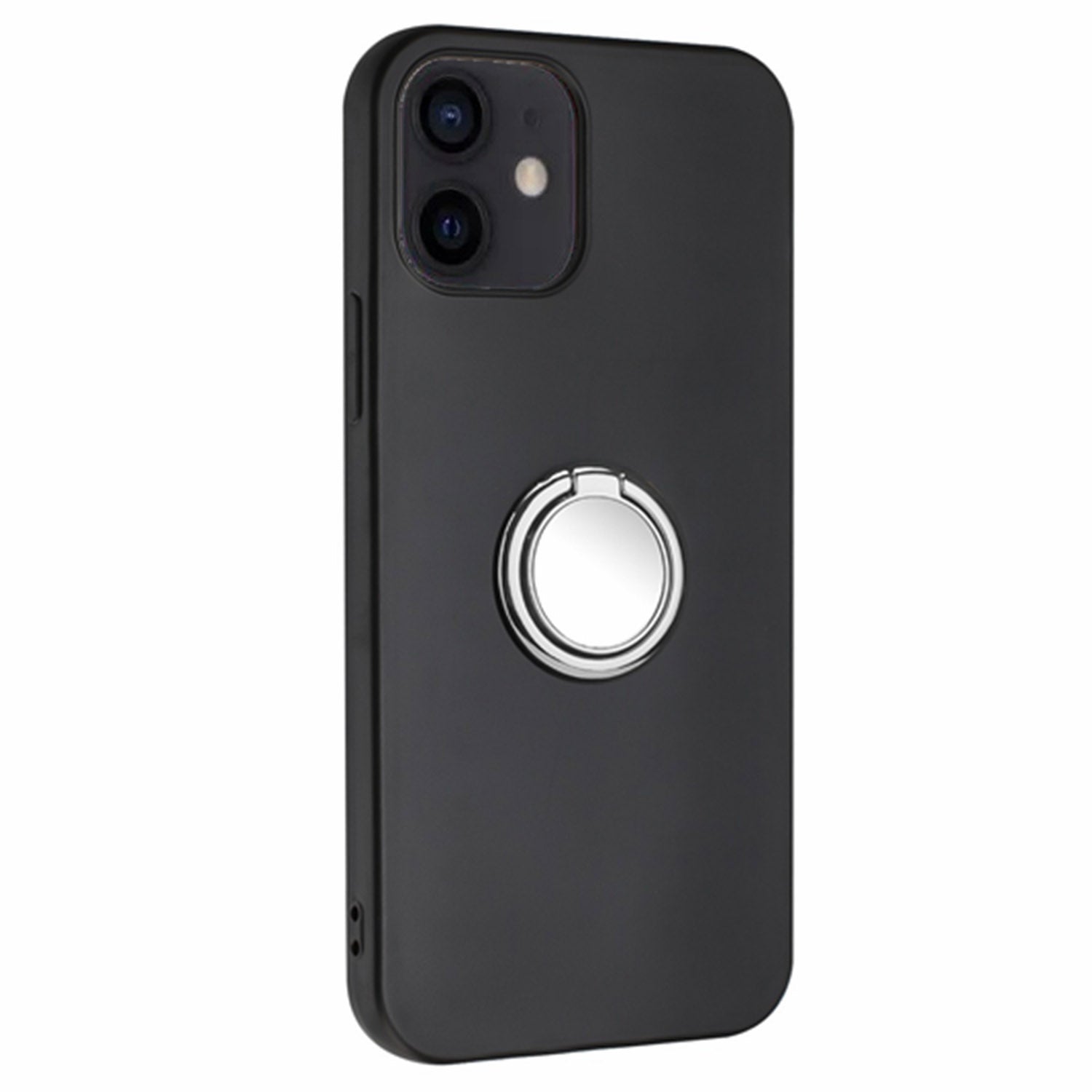 TPU Cover for iPhone 12 mini 5.4 inch Ring Kickstand Matte Phone Case Support Car Magnet Mount