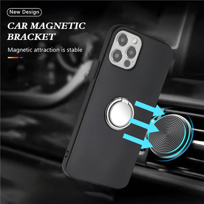 TPU Cover for iPhone 12 mini 5.4 inch Ring Kickstand Matte Phone Case Support Car Magnet Mount