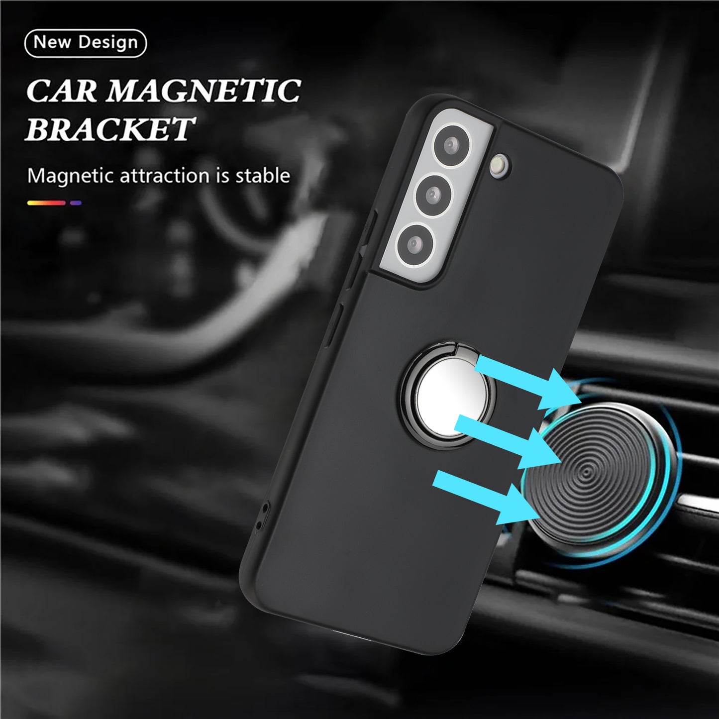 Ring Kickstand TPU Cover for Samsung Galaxy S21 FE 5G Matte Phone Case Support Car Magnet Mount