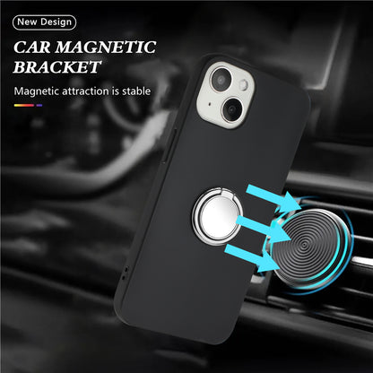 For iPhone 14 Ring Kickstand Matte Anti-scratch TPU Cover Phone Case Support Car Magnet Mount