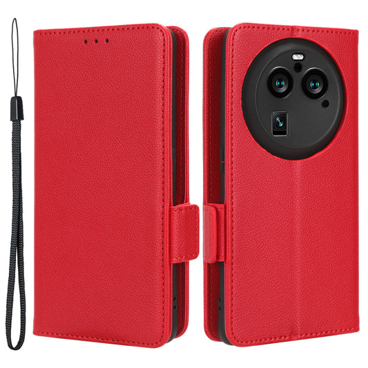 For Oppo Find X6 Pro Litchi Texture PU Leather Case Folio Flip Wallet Stand Phone Cover