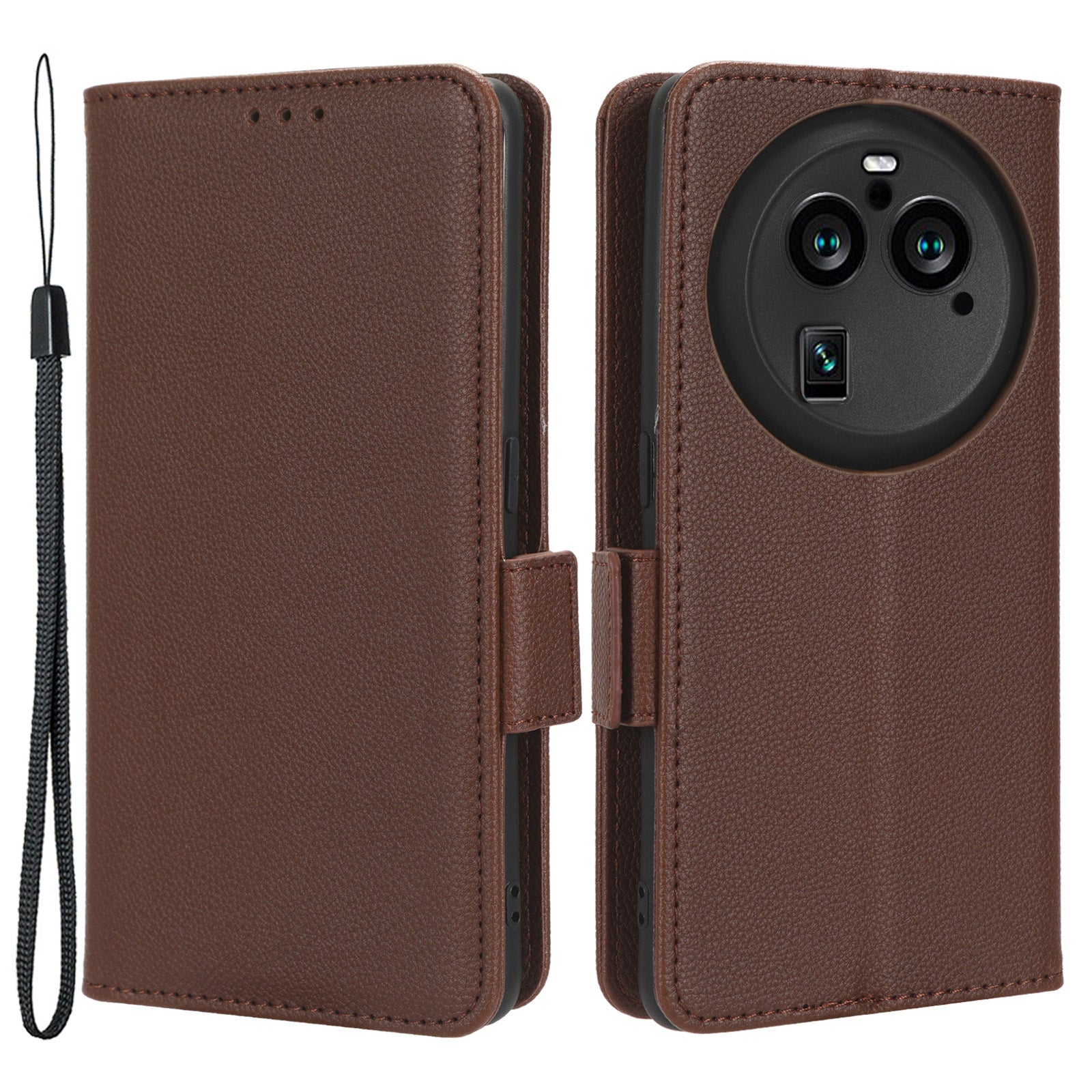 For Oppo Find X6 Pro Litchi Texture PU Leather Case Folio Flip Wallet Stand Phone Cover