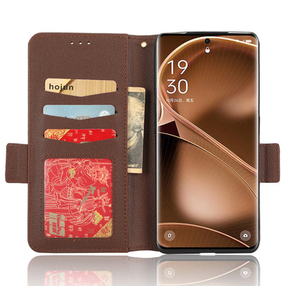 For Oppo Find X6 Pro Litchi Texture PU Leather Case Folio Flip Wallet Stand Phone Cover