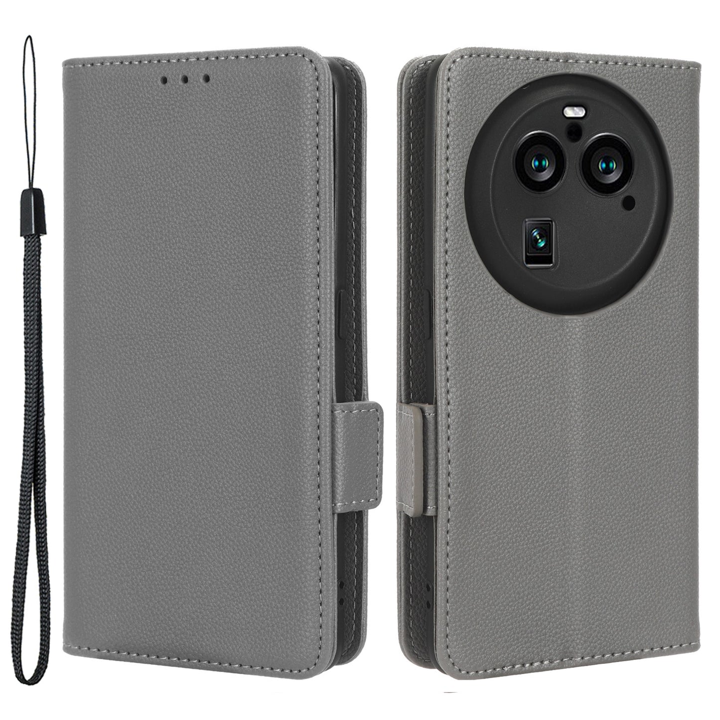 For Oppo Find X6 Pro Litchi Texture PU Leather Case Folio Flip Wallet Stand Phone Cover