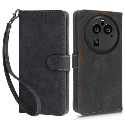 For Oppo Find X6 Pro PU Leather Phone Cover RFID Blocking Wallet Stand Case with Strap