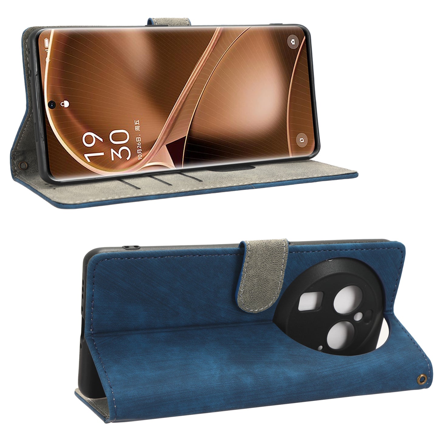 For Oppo Find X6 Pro PU Leather Phone Cover RFID Blocking Wallet Stand Case with Strap