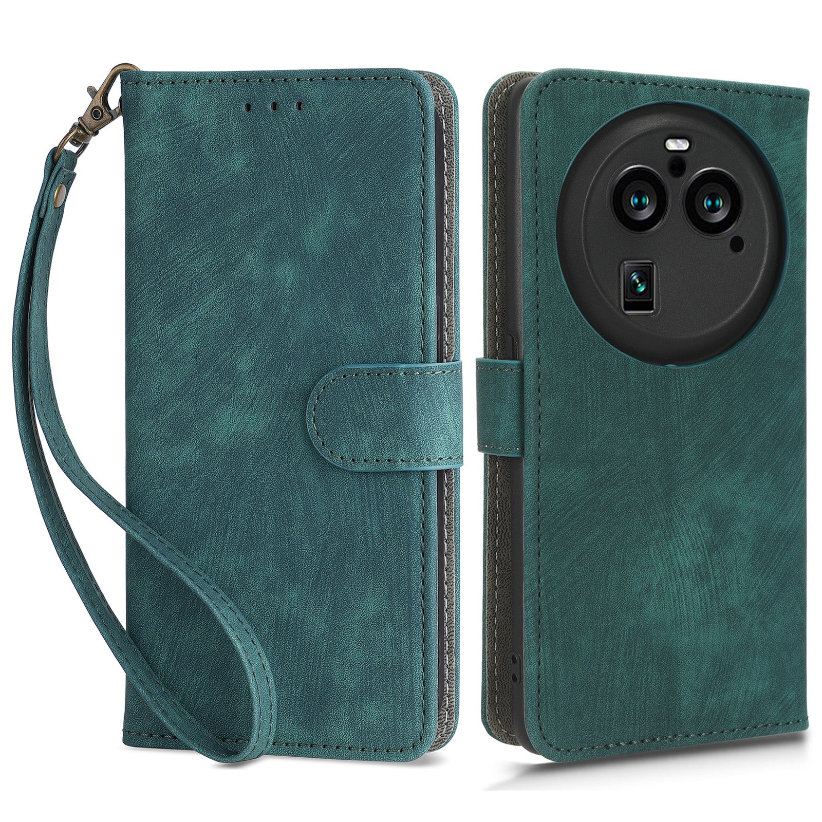 For Oppo Find X6 Pro PU Leather Phone Cover RFID Blocking Wallet Stand Case with Strap