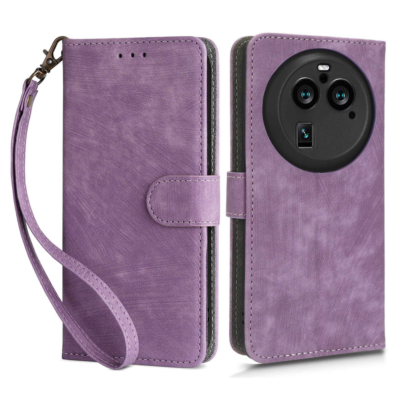 For Oppo Find X6 Pro PU Leather Phone Cover RFID Blocking Wallet Stand Case with Strap