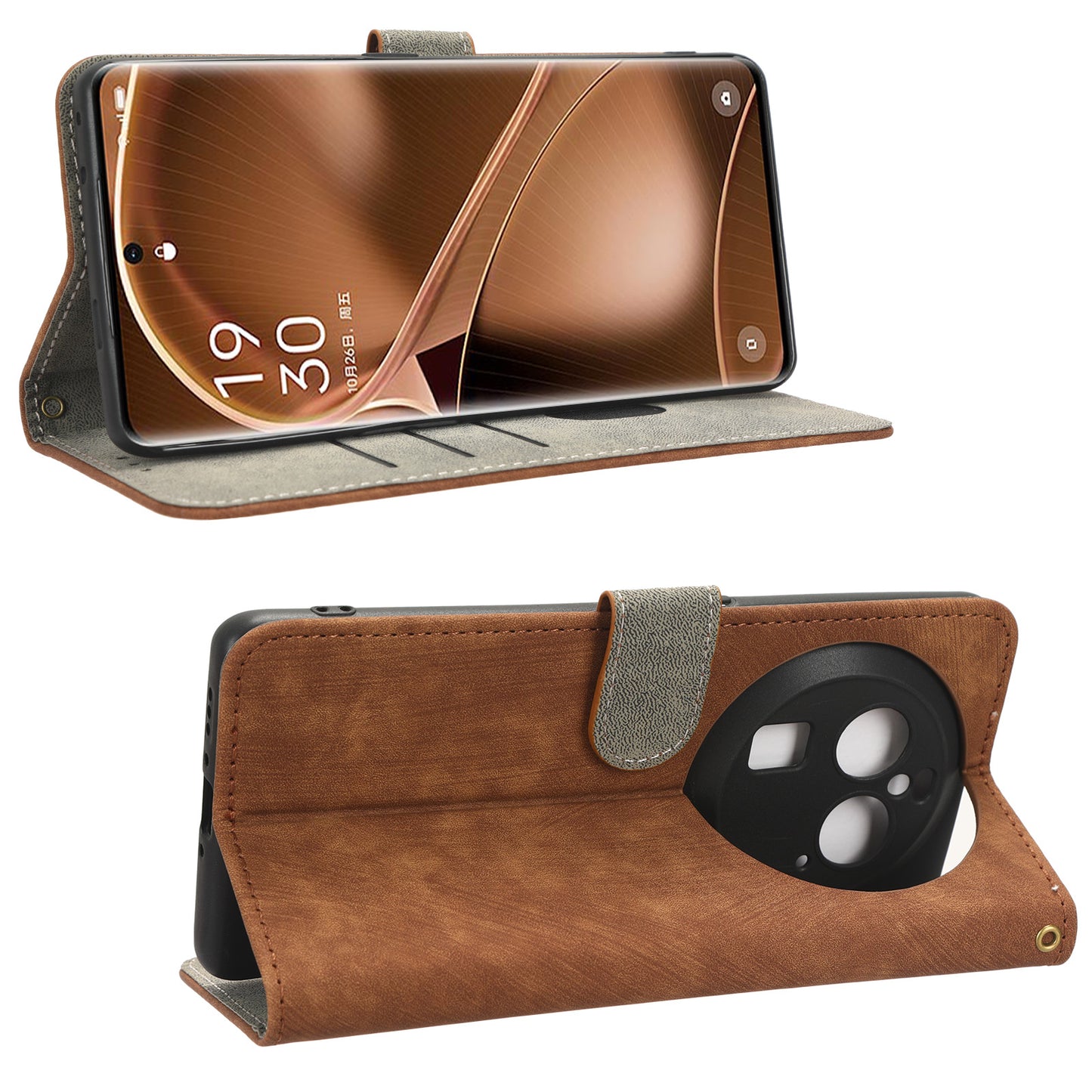 For Oppo Find X6 Pro PU Leather Phone Cover RFID Blocking Wallet Stand Case with Strap