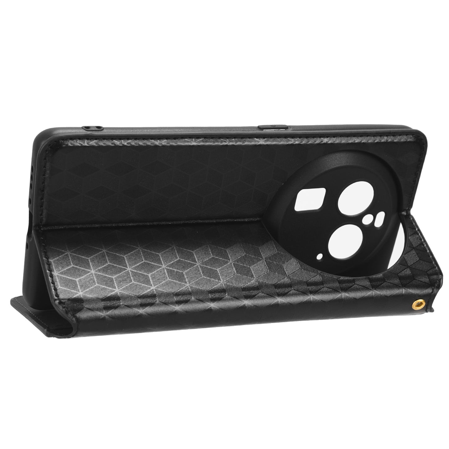 For Oppo Find X6 Pro Imprinted Rhombus Pattern PU Leather+TPU Phone Cover Stand Phone Wallet Case