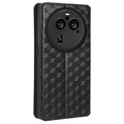 For Oppo Find X6 Pro Imprinted Rhombus Pattern PU Leather+TPU Phone Cover Stand Phone Wallet Case