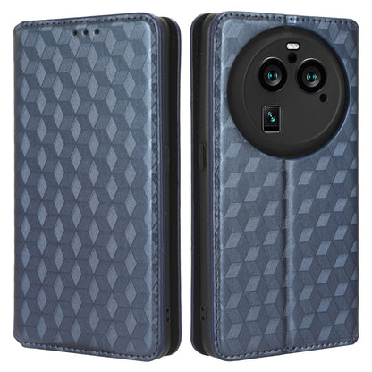 For Oppo Find X6 Pro Imprinted Rhombus Pattern PU Leather+TPU Phone Cover Stand Phone Wallet Case