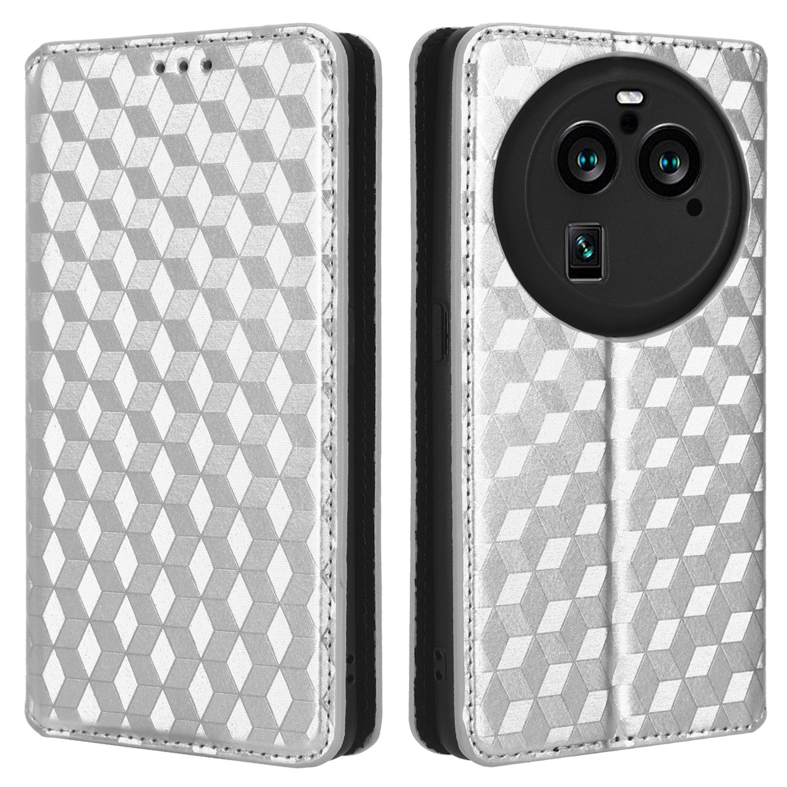 For Oppo Find X6 Pro Imprinted Rhombus Pattern PU Leather+TPU Phone Cover Stand Phone Wallet Case