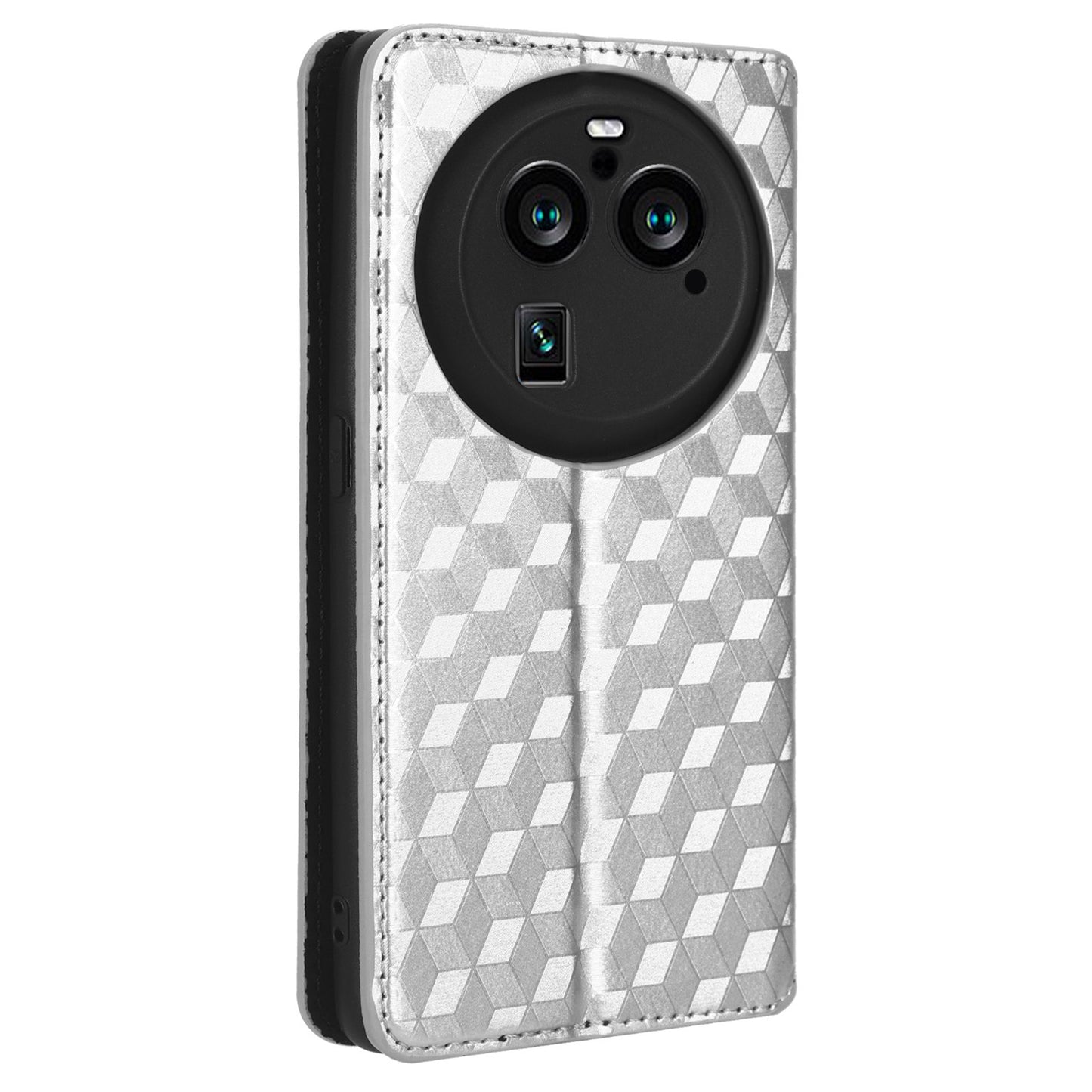 For Oppo Find X6 Pro Imprinted Rhombus Pattern PU Leather+TPU Phone Cover Stand Phone Wallet Case