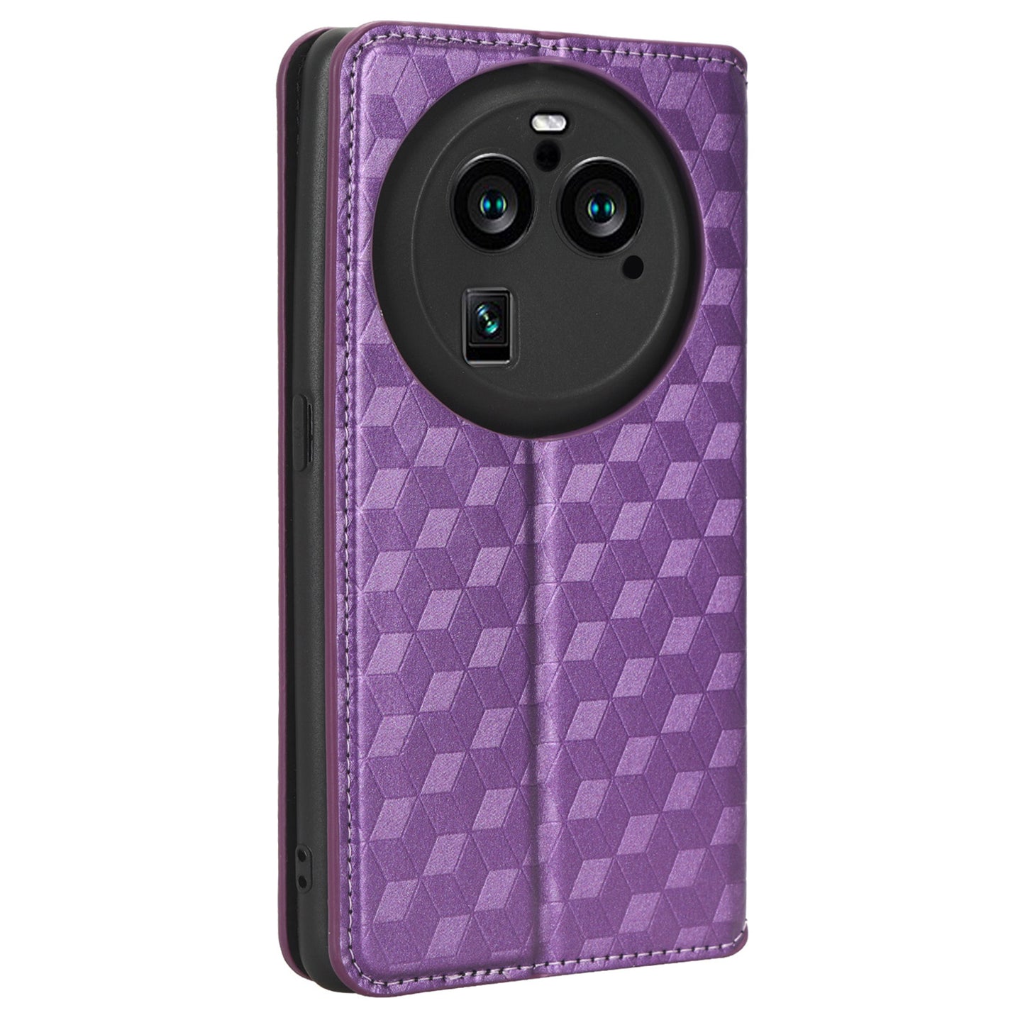 For Oppo Find X6 Pro Imprinted Rhombus Pattern PU Leather+TPU Phone Cover Stand Phone Wallet Case