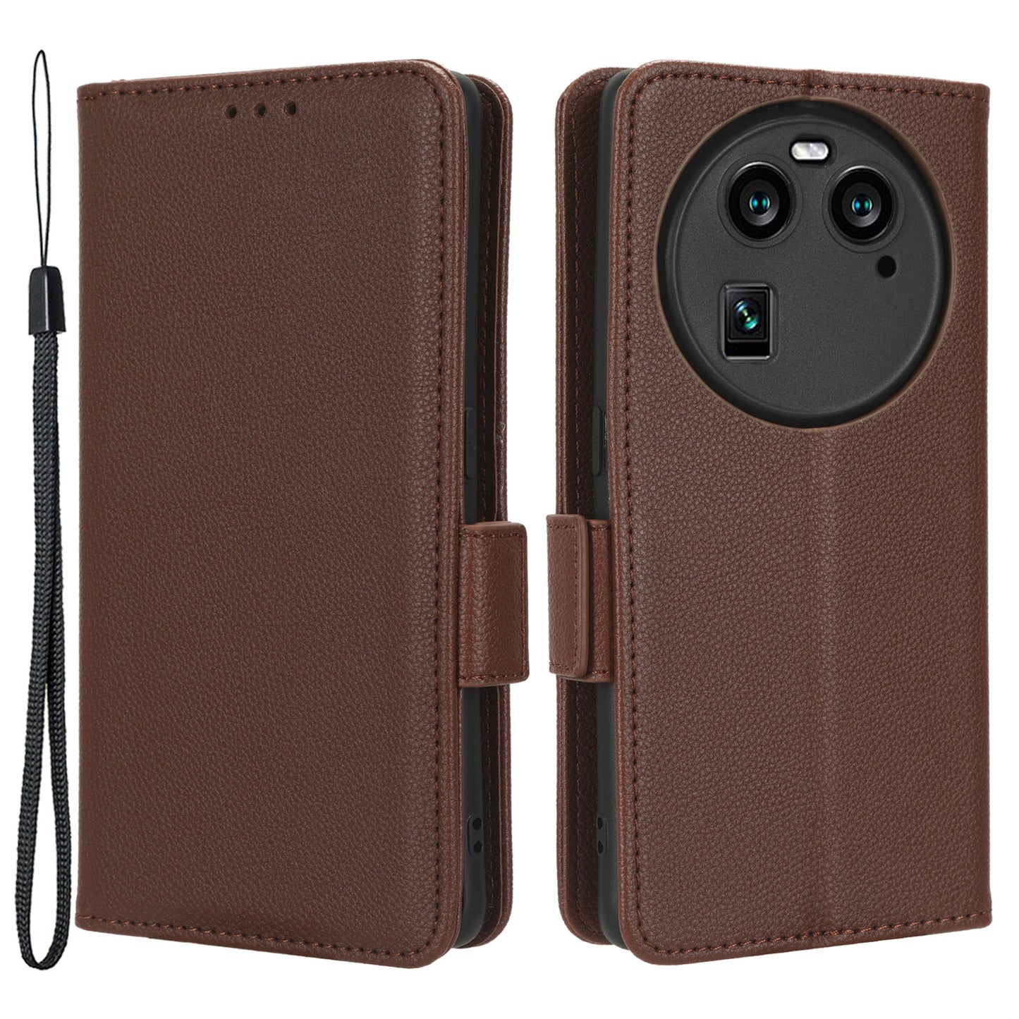 Anti-Dust PU Leather Phone Case for Oppo Find X6 , Litchi Texture Folio Flip Wallet Stand Phone Cover