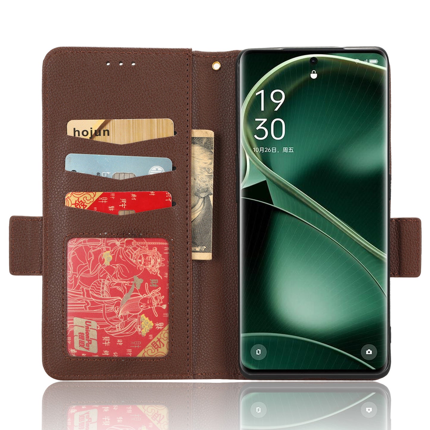 Anti-Dust PU Leather Phone Case for Oppo Find X6 , Litchi Texture Folio Flip Wallet Stand Phone Cover