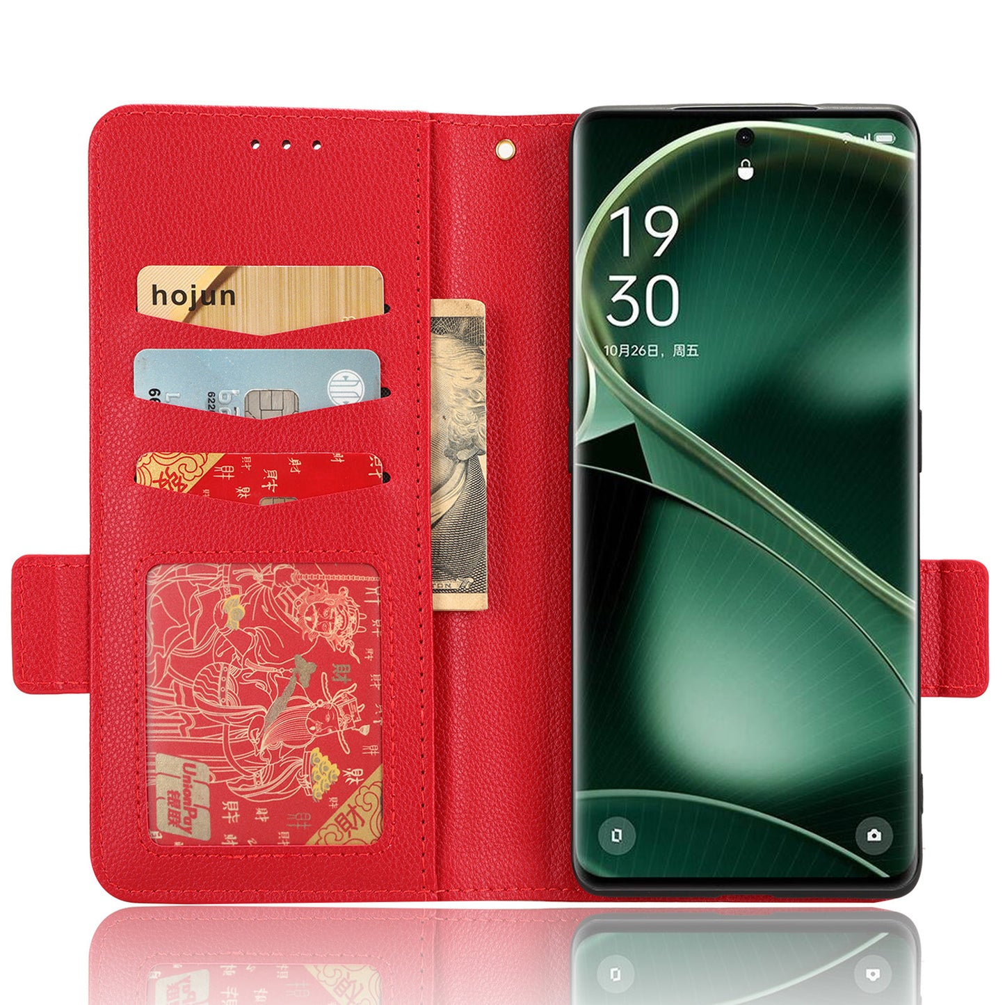 Anti-Dust PU Leather Phone Case for Oppo Find X6 , Litchi Texture Folio Flip Wallet Stand Phone Cover